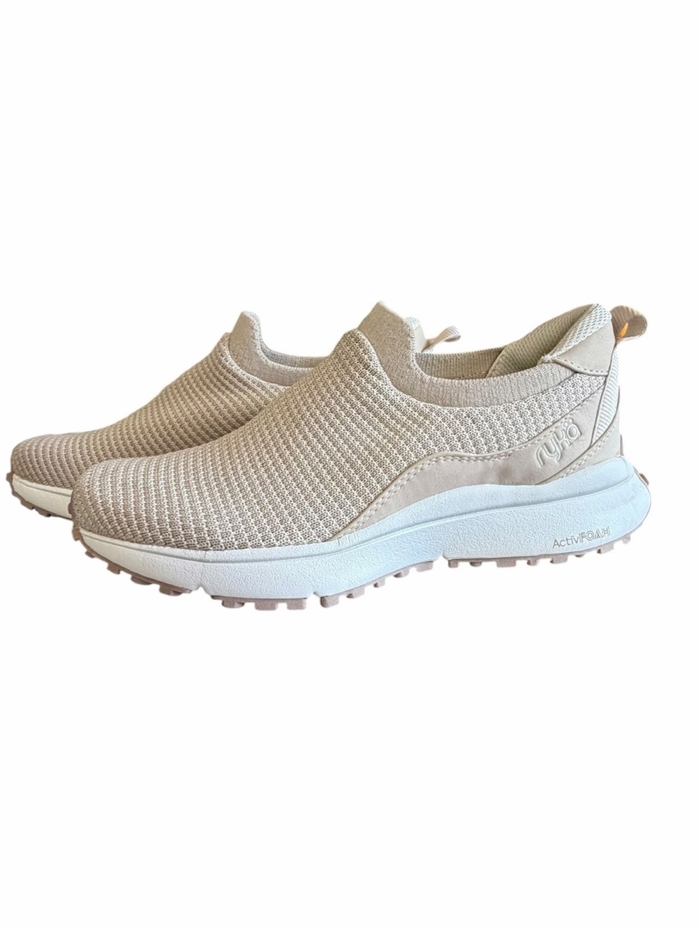 Ryka Jumpstart Slip On Beige Knit Sneakers Women’s Size 7.5 New Never Worn - Picture 1 of 11